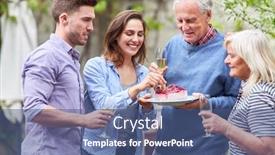  Presentation with summer party - Colorful presentation design enhanced with family-celebrates-birthday-of-senior backdrop and a ocean colored foreground