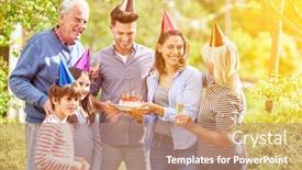  Presentation with children birthday - Presentation design consisting of family-celebrates-birthday background and a coral colored foreground