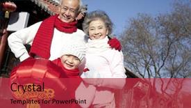  Presentation with chinese new year - Slides having family celebrates chinese new year background and a red colored foreground