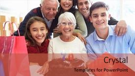  Presentation with 70th birthday - Presentation design with family celebrating 70th birthday together background and a red colored foreground
