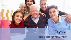  Presentation with 70th birthday - Audience pleasing presentation design consisting of family celebrating 70th birthday together backdrop and a light blue colored foreground