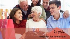  Presentation with 70th birthday - Presentation design enhanced with family celebrating 70th birthday together background and a red colored foreground