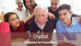  Presentation with 70th birthday - Presentation consisting of family celebrating 70th birthday together background and a tawny brown colored foreground