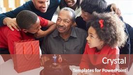  Presentation with 70th birthday - Presentation design enhanced with family celebrating 70th birthday together background and a red colored foreground