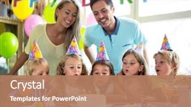  Presentation with child support family law - Presentation design enhanced with family celebrating a child's birthday background and a coral colored foreground