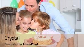  Presentation with child support family law - Colorful PPT theme enhanced with family celebrating child's birthday backdrop and a coral colored foreground