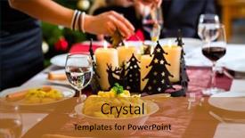  Presentation with christmas dinner - Cool new PPT theme with family celebrating christmas eve backdrop and a gold colored foreground