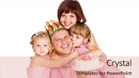  Presentation with birthday invitations - PPT theme with family celebrating dad's birthday background and a lemonade colored foreground