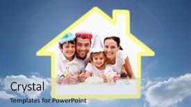  Presentation with sunshine - Cool new presentation theme with family celebrating daughter against cloudy backdrop and a light blue colored foreground