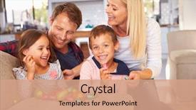  Presentation with easter - Audience pleasing presentation consisting of family celebrating easter at home backdrop and a coral colored foreground