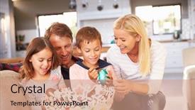  Presentation with christian family - PPT theme featuring family celebrating easter at home background and a coral colored foreground
