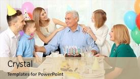  Presentation with grandfather - PPT theme having family celebrating grandfather's birthday together background and a lemonade colored foreground
