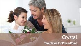  Presentation with mothers day floral - PPT layouts with family celebrating mother's day background and a coral colored foreground