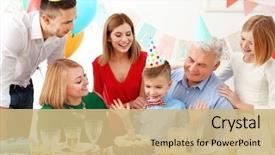  Presentation with unicorn birthday - Cool new theme with family celebrating son's birthday backdrop and a coral colored foreground