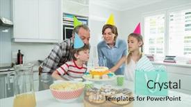  Presentation with romantic birthday couple celebrate - PPT layouts featuring family celebrating their sons birthday background and a  colored foreground