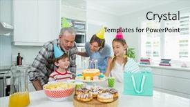  Presentation with romantic birthday couple celebrate - Theme having family celebrating their sons birthday background and a sky blue colored foreground