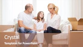  Presentation with family and home love concept - Presentation theme consisting of family child accomodation and home background and a coral colored foreground