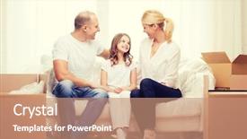  Presentation with family and home love concept - Slide set featuring family child accomodation and home background and a coral colored foreground