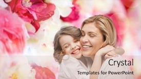  Presentation with mother child - Presentation theme featuring family-child-and-happiness-concept background and a soft green colored foreground