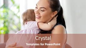  Presentation with portrait happy family smiling - Beautiful PPT theme featuring family-child-and-motherhood-concept backdrop and a red colored foreground