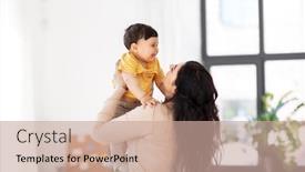  Presentation with motherhood - Colorful presentation design enhanced with family-child-and-motherhood-concept backdrop and a coral colored foreground