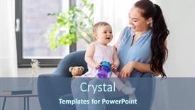  Presentation with portrait happy family smiling - Amazing slide set having family-child-and-motherhood-concept backdrop and a ocean colored foreground