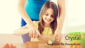 Presentation with family and home love concept - PPT theme having family child cooking and home background and a  colored foreground