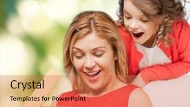  Presentation with mother child - Presentation design consisting of family child holiday and party background and a  colored foreground