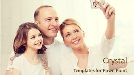  Presentation with digital self - Beautiful presentation theme featuring family child photography and home concept - happy family with little girl making self portrait with digital camera backdrop and a lemonade colored foreground