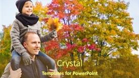  Presentation with maple - Amazing PPT layouts having family childhood and fatherhood concept - happy father carrying son with maple leaves over autumn park background backdrop and a tawny brown colored foreground