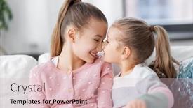  Presentation with childhood - Cool new slide deck with family-childhood-and-friendship-concept backdrop and a lemonade colored foreground