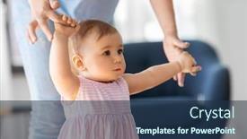  Presentation with help family - Audience pleasing presentation consisting of family-childhood-and-motherhood-concept backdrop and a ocean colored foreground