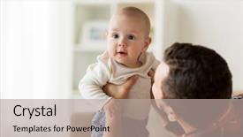  Presentation with happy baby - Colorful PPT layouts enhanced with family childhood babyhood and people backdrop and a mint green colored foreground