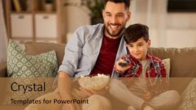  Presentation with physician technology - Colorful PPT theme enhanced with tv junk food - family childhood fatherhood technology backdrop and a red colored foreground