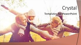  Presentation with childhood - Slides with family childhood season and people concept - happy family having fun in autumn park background and a white colored foreground
