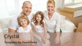  Presentation with family and home love concept - Slide set featuring family children accommodation and home background and a coral colored foreground