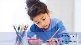  Presentation with family children - Amazing presentation design having people concept - little girl draw backdrop and a teal colored foreground