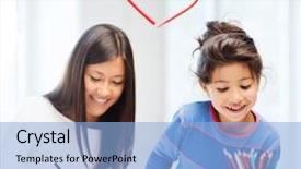  Presentation with family children - Slide set featuring family children and happy people background and a light blue colored foreground