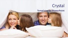  Presentation with children parents - Beautiful presentation design featuring concept - two little girls kiss backdrop and a sky blue colored foreground