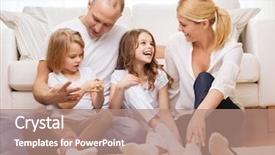  Presentation with family children - Audience pleasing slide deck consisting of family children and home concept backdrop and a coral colored foreground