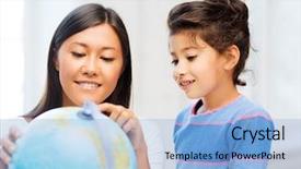  Presentation with school family - Colorful slide set enhanced with family children education school backdrop and a light blue colored foreground