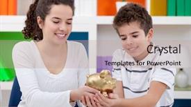  Presentation with sister - Beautiful PPT theme featuring family children money - happiness sister and brother holding backdrop and a coral colored foreground