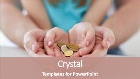  Presentation with investments - Cool new PPT theme with family children money investments backdrop and a coral colored foreground