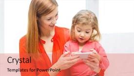  Presentation with free family - Cool new slide set with family children parenthood technology backdrop and a red colored foreground