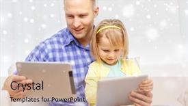  Presentation with children computers - Theme consisting of family children technology and people background and a coral colored foreground