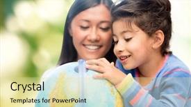  Presentation with travel globe - Theme consisting of family children travel geography background and a blonde colored foreground