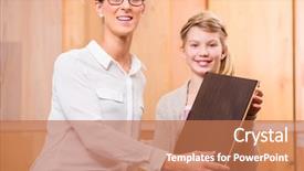  Presentation with home improvement - Beautiful PPT layouts featuring family choosing parquet wood floor in home improvement store backdrop and a coral colored foreground