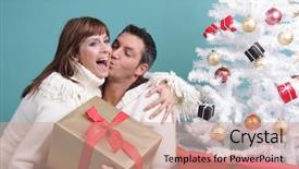  Presentation with christmas eve religious - Slides consisting of family christian - happy couple gift on christmas background and a coral colored foreground