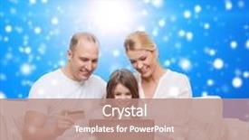  Presentation with family shopping - Theme featuring family christmas holidays shopping technology and people concept - happy family with laptop computer and credit card over blue snowy background background and a coral colored foreground