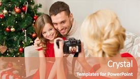  Presentation with doctor taking care of family - Slide deck consisting of family christmas x-mas happiness background and a coral colored foreground